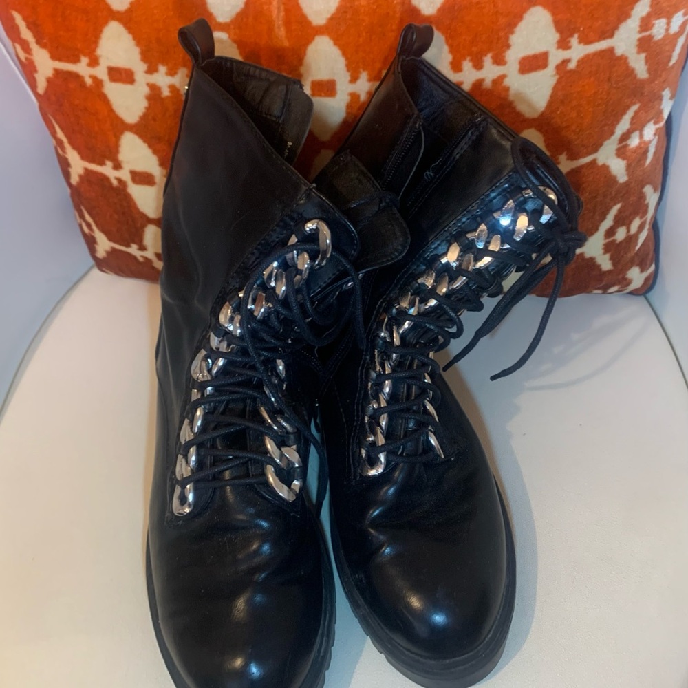 Kendall and Kylie Black Ankle Boots with Laces